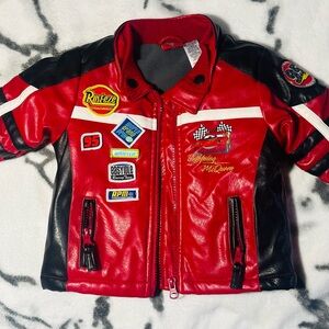 Disney Pixar Cars Lightning McQueen Size 6-12 Faux Leather Racing Jacket